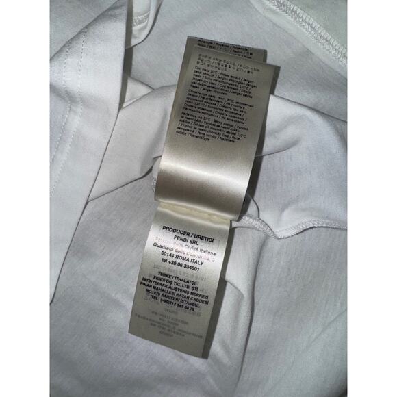 Fendi White Black Striped FF Logo Monogram Short Sleeve Cotton T-Shirt Large L - Picture 13 of 15